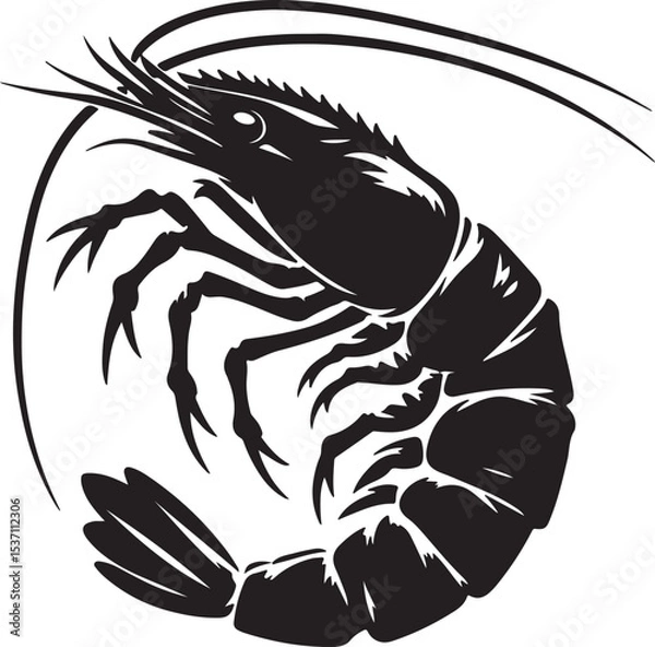 Fototapeta Shrimp with black vector