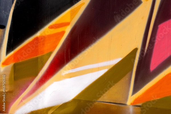 Fototapeta Texture with geometric color fields in orange, white, olive, and pink – modern wall design with depth effect