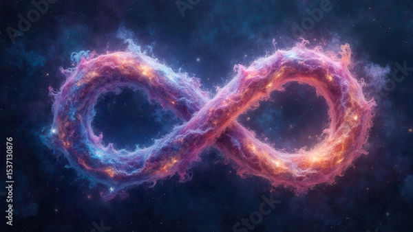 Fototapeta Colorful Cosmic Infinity Symbol Surrounded by Stars and Nebulae in Deep Space Environment