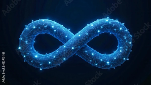 Fototapeta Digital Representation of Infinite Loop in Blue Network Design with Glowing Points