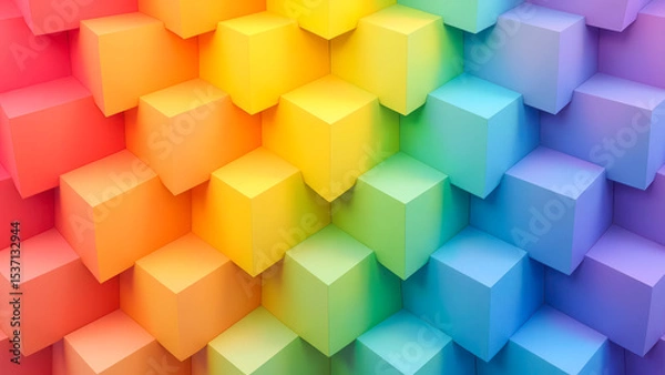 Fototapeta Colorful 3D Cubes Background with Vibrant Gradient in Rainbow Pattern for Creative Projects