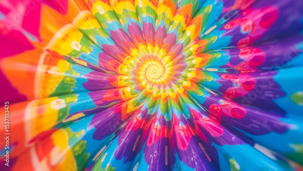 Fototapeta Colorful Spiral Pattern with Vibrant Rainbow Swirls for Background or Design Use