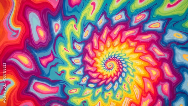 Fototapeta Vibrant Abstract Spiral Pattern with Colorful Swirls and Psychedelic Design Elements