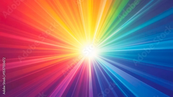Fototapeta Vibrant Colorful Background with Rays of Light in Spectrum of Rainbow Hues