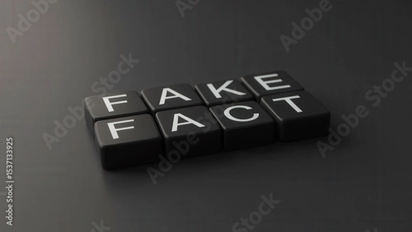 Fototapeta Discerning Truth in a Digital World with Black Keyboard Keys Representing Fake and Fact