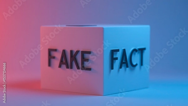 Fototapeta Conceptual Representation of Truth and Misinformation with Fake and Fact Words on Cube