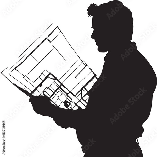 Obraz silhouette of a man drinking coffee