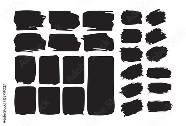 Fototapeta Big Black brush strokes in varying thicknesses. Abstract black brush strokes for artistic design.Vector illustration