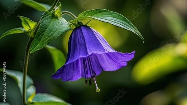 Obraz Captivating bellflower portrait with deep purple petals against a nature backdrop
