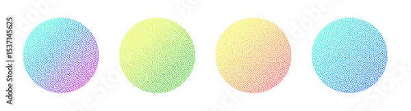 Fototapeta Gradient stipple effect dotted circles set. Isolated vector dotted colorful spots abstract design elements
