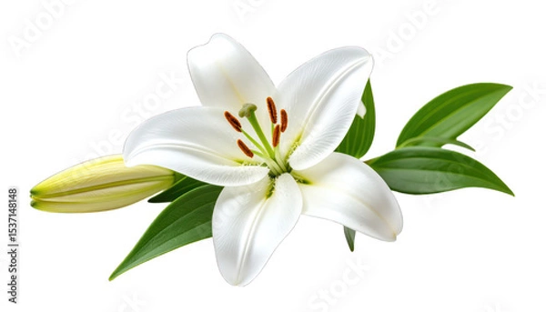 Obraz White lily flower closeup