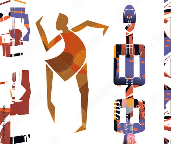 Obraz Totem africano con silhouette