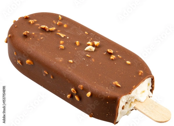 Fototapeta  Crunchy Chocolate Ice Cream Bar with Nut Topping and Creamy Filling, Transparent PNG