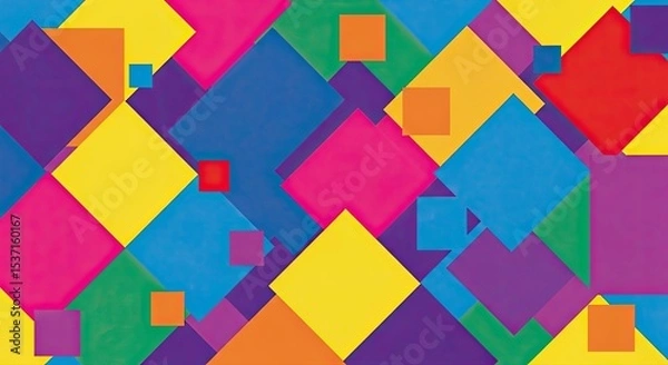 Fototapeta LGBTQ+ Pride Month abstract geometric banner background with squares and triangles in rainbow flag colors

