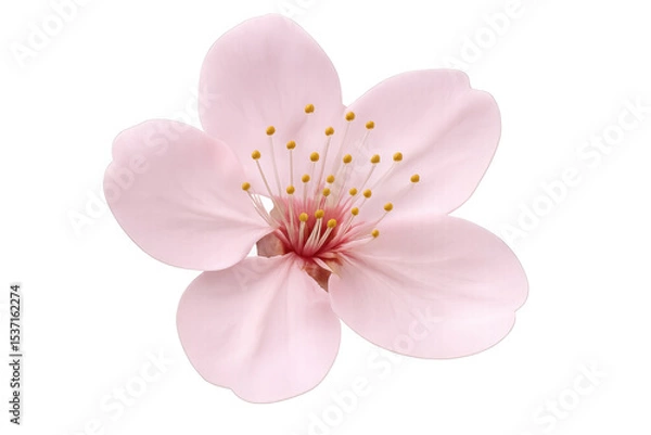 Fototapeta Pink cherry blossom flower blooming on a transparent background, perfect for spring and nature-themed projects