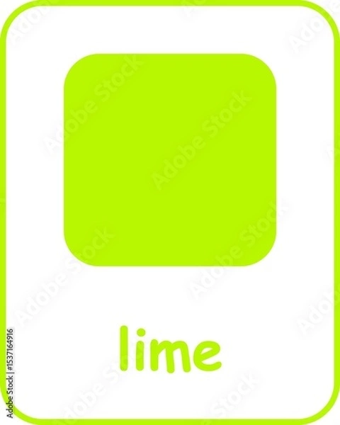 Obraz Lime Color Flashcard, Colors Flashcards for Kids, Printable Flashcards, Educational Flashcards, Homeschool, Kindergarten & Pre-School Activity, Learning resources