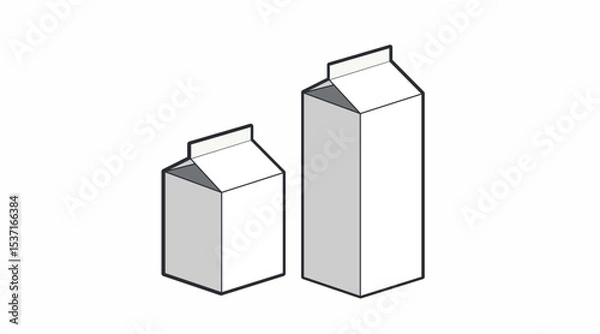 Fototapeta Milk Box Icon Set. Vector isolated editable black and white simple illustration set of a milk box