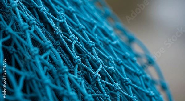 Fototapeta Detailed Close Up of a Blue Net Texture