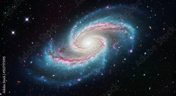 Obraz A Spectacular Spiral Galaxy Swirling Through the Expansive Cosmic Void