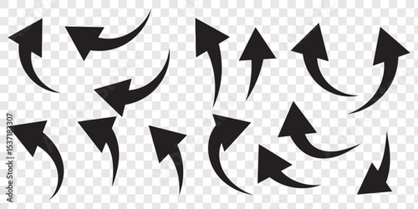 Obraz Set of long blue curve arrow icon vector . blue curve arrow icon set. long arrow icon set. curve arrow vector illustration. Curved or arch arrow icon isolated eps 10