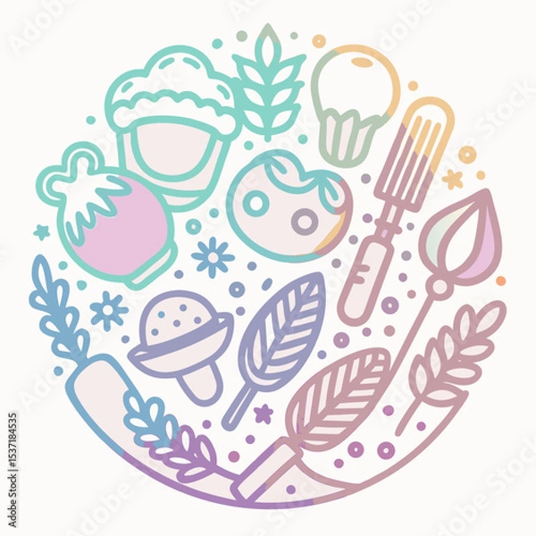 Fototapeta hand drawn vector illustration of verious items