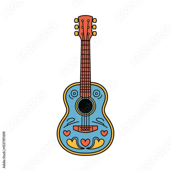 Obraz A charming, stylized acoustic guitar with a bright and playful design.
