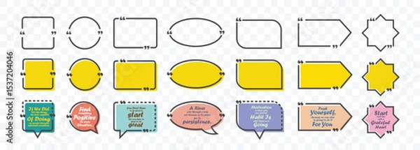 Obraz Quote box frame big set.Texting quote boxes. Blank text box and quotes and Set of colorful blank empty speech bubbles for text,Blank template quote text info design boxes quotation bubble blog quotes 