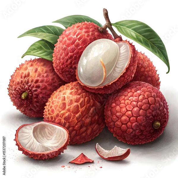 Fototapeta lychee with leaves