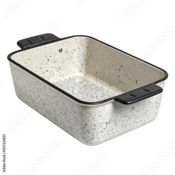 Obraz Speckled baking dish with black trim modern kitchenware image illustration on transparent background