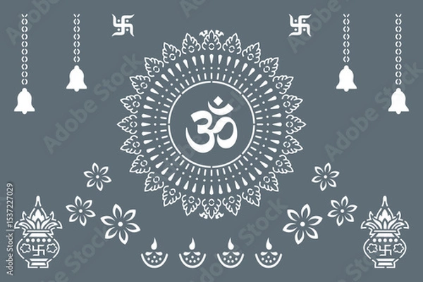 Fototapeta Om Jali design, Om cnc cut jali, corian jali for Temple Mandir door Window etc.