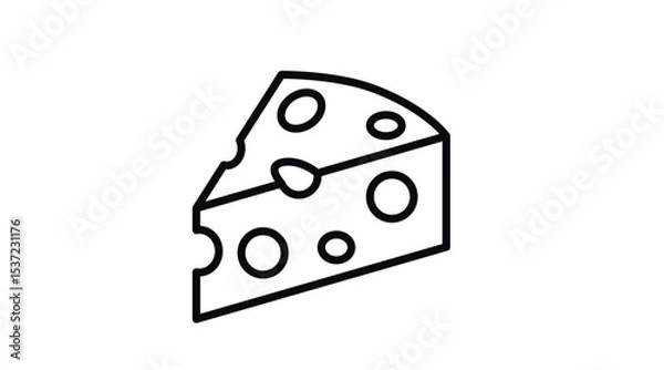 Fototapeta Cheese Icon. Vector isolated editable black and white linear illustration of a piece of Cheede.