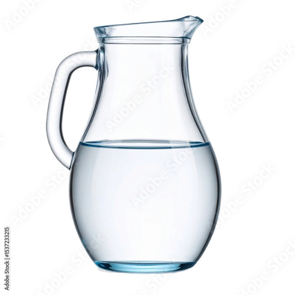 Obraz Crystal pitcher filled with refreshing clear water presents purity beautifully on transparent background