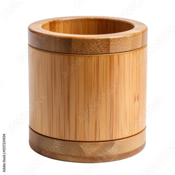 Obraz Cylindrical pen holder showcasing fine bamboo texture and craftsmanship on transparent background