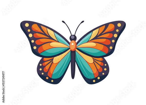 Fototapeta Butterfly set of different, colorful butterflies, vector isolated on white background

