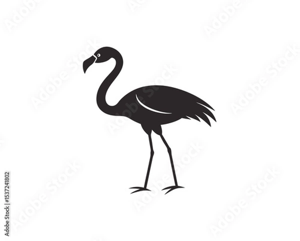 Obraz Minimal Flamingo Silhouette – Elegant Bird Vector on Plain Background