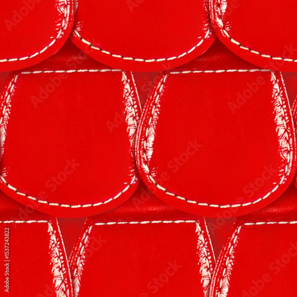 Fototapeta Seamless 4k photo texture material of scaly red polished leather armor surface.