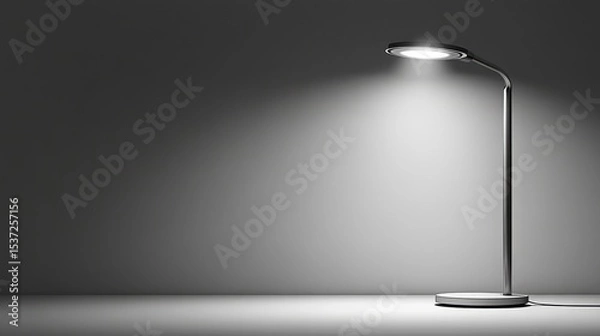Fototapeta Interior elements clipart on white background Concept a modern desk lamp with a focused beam, functional lighting, sleek design