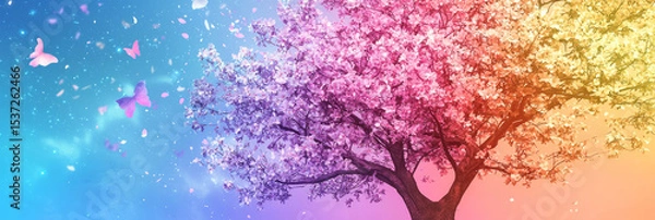 Fototapeta A blossoming tree, symbolizing growth, patience, and renewal.