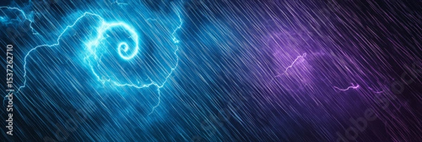 Fototapeta Spirals surrounded by lightning bolts and streaks.