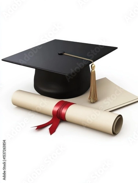 Fototapeta graduation cap and diploma on a white background12