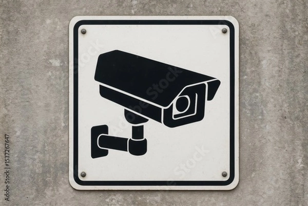 Fototapeta Security camera symbol indicating video surveillance on a wall
