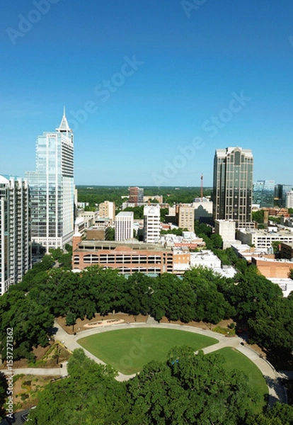 Obraz Aerial view of Moore Square Park in downtown Raleigh North Carolina
