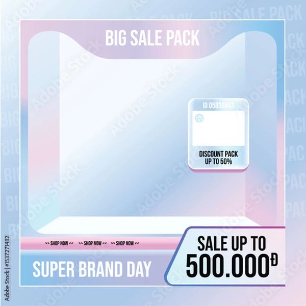 Obraz 3D pastel gradient sale banner template with text placeholders for promotion campaigns.