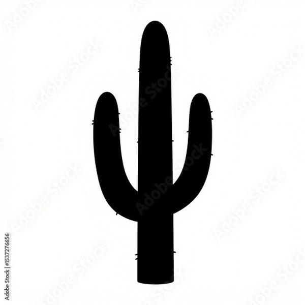 Fototapeta Cactus Silhouette: The bold, graphic silhouette of a majestic cactus stands isolated against a stark backdrop, embodying the resilience and unique charm of the desert landscape.