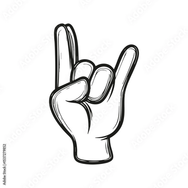 Obraz Hand Making Rock Sign Gesture. Symbol Of Music, Energy, And Rebellion. Isolated Vector Illustration