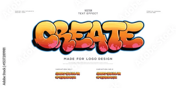 Fototapeta Create logo graffiti font text effect, spray and street text style 