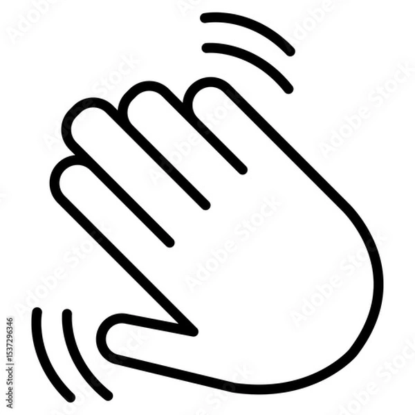 Obraz Bonjour text with hand wave icon Thin line vector design