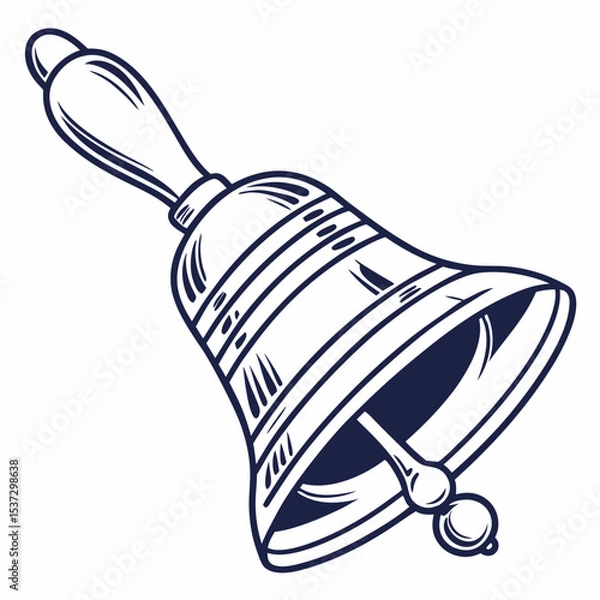 Obraz Bell icon in silver with vintage sketch style