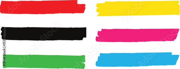 Fototapeta set of hand drawn colored marker lines. colored grunge stroke marker vector illustration.