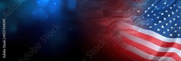 Obraz photo of fourth of july, isolated on circuitry background, copy space 